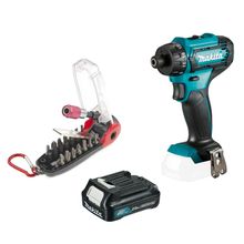 Parafusadeira e Furadeira Df033dz Makita 12v + Jogo com 18 com bits + 1 bateria 2,0Ah