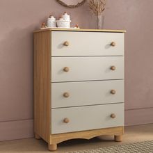 Cômoda Infantil 65cm Com 4 Gavetas Dengo Multimóveis Mp4409 Madeirado/off White Madeirado/off White