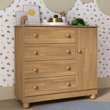 Cômoda Infantil 95cm 1 Porta E 4 Gavetas Allegra Multimóveis Mp4444 Madeirado Madeirado