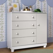 Cômoda Infantil 95cm 1 Porta E 4 Gavetas Allegra Multimóveis Mp4444 Branco/off White Branco/off White