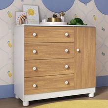 Cômoda Infantil 95cm 1 Porta E 4 Gavetas Allegra Multimóveis Mp4444 Branco/madeirado Branco/madeirado