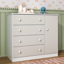 Cômoda Infantil 95cm 1 Porta E 4 Gavetas Encanto Multimóveis Mp4449 Branco/off White Branco/off White