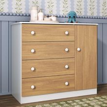 Cômoda Infantil 95cm 1 Porta E 4 Gavetas Encanto Multimóveis Mp4449 Branco/madeirado Branco/madeirado