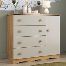 Cômoda Infantil 95cm 1 Porta E 4 Gavetas Realeza Multimóveis Mp4454 Madeirado/off White Madeirado/off White