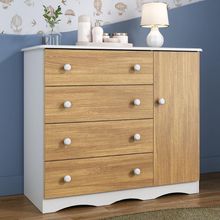 Cômoda Infantil 95cm 1 Porta E 4 Gavetas Realeza Multimóveis Mp4454 Branco/madeirado Branco/madeirado