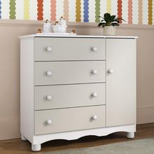 Cômoda Infantil 95cm 1 Porta E 4 Gavetas Dengo Multimóveis Mp4439 Branco/off White Branco/off White