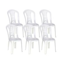Kit 6 Cadeiras De Plástico Sem Braço Laguna Tramontina Basic Branco