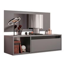 Penteadeira Mesa De Maquiagem Eva Suspensa 01 Porta Com Espelho Grafite - Abmaza