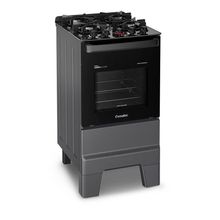 Fogão A Gás Mesa De Vidro Forno 50l Esmaltec Ideal Master Glass Titanium 4 Bocas Bivolt