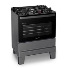 Fogão A Gás Mesa De Vidro Forno 84l Esmaltec Ideal Master Glass Titanium 5 Bocas Bivolt