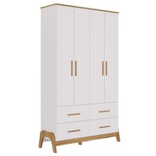Armario 4 Portas Lisas Guti - Moveis Peroba Amendoa-branco
