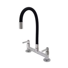 Torneira Misturador Cozinha Mesa Bancada Tubo Color Flexivel Preto Metal Cromado Luxo