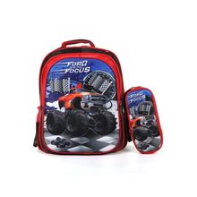 Bolsa Escolar Com Estojo Ultra Leve Resistente A Agua Infantil - Carro