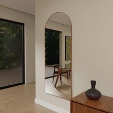 Espelho Janela Moldura em Couro 115cm 150cm 170cm Corpo Inteiro Luxo Com Suporte 170cm x 70cm