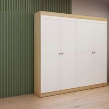 Guarda-Roupa Casal Genialflex Europa Ele & Ela, 4 Portas, 2 Gavetas e 4 Prateleiras 198cm de largura – Savana/Branco