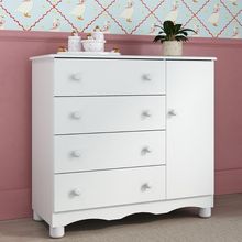 Cômoda Infantil 95cm 1 Porta E 4 Gavetas Dengo Multimóveis Mp4439 Branco Branco