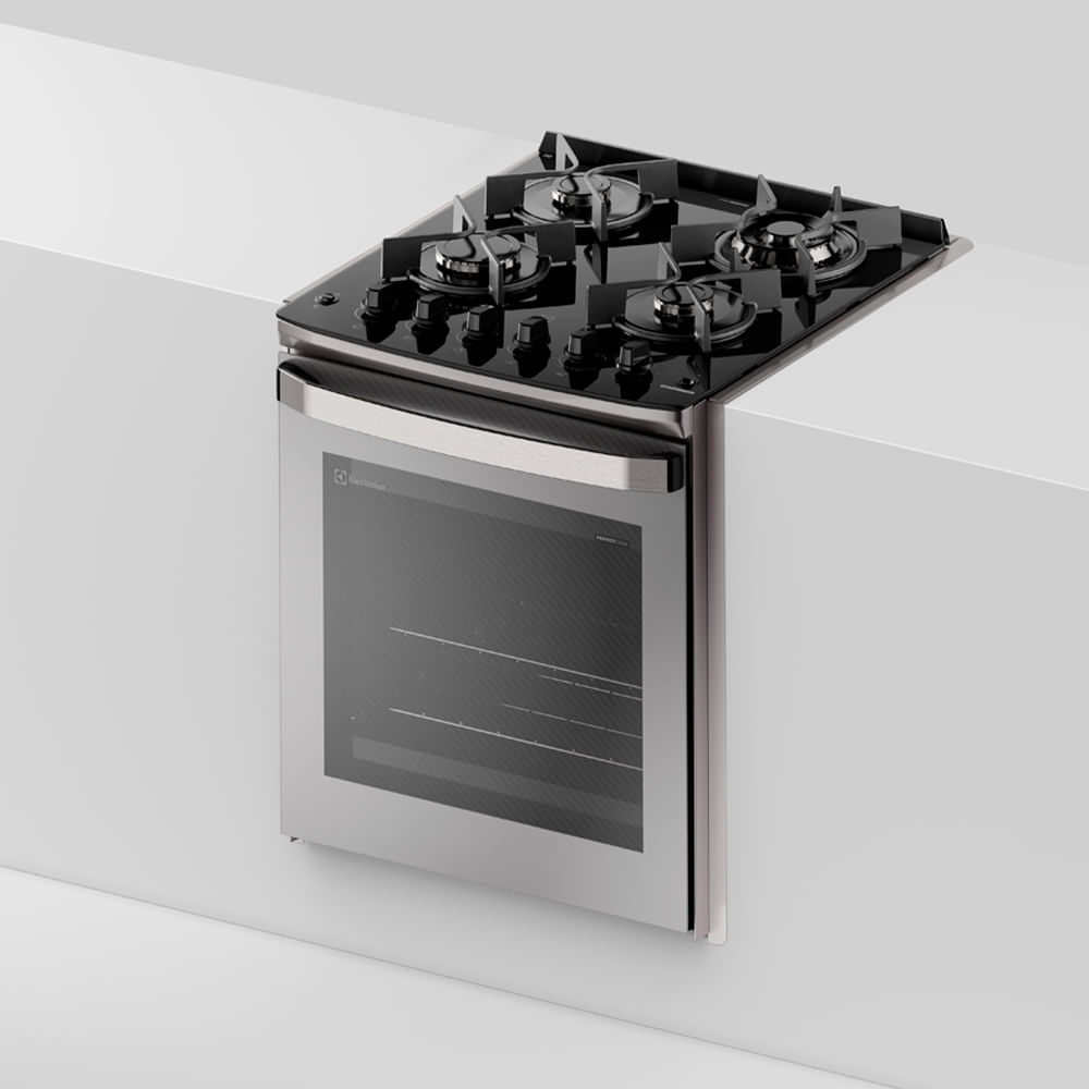 Encontraproduto.com.br - Fogão de Embutir 4 bocas Electrolux Cinza Experience Mesa de Vidro, Grill e PerfectCook360 (FE4EG)