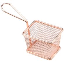 Mini Cesta Retangular para Alimentos Dynasty Fry em Aço Inox - Rosé