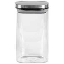 Porta Mantimentos Quadrado Dynasty em Vidro Borossilicato com Tampa de Metal Prata – 1,1 L