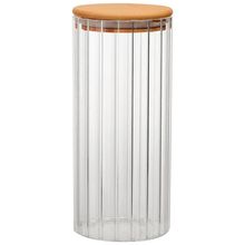 Porta Mantimento Canelado Dynasty em Vidro Borossilicato e Tampa em Bambu - 1L