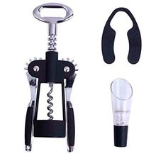 Conjunto 3 Peças para Vinho Dynasty com Saca Rolha, Corta Lacre e Aerador - Preto