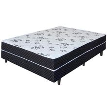Cama Box Conjugado de Casal Umaflex New Native Plus D28 com Revestimento em Poliéster 51x138x188cm - Preto/Branco Floral