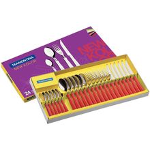 Faqueiro 24 Peças Tramontina New Kolor em Aço Inox - Vermelho