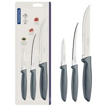 Conjunto de Facas Tramontina Plenus em Aço Inox - Cinza - 3 Peças