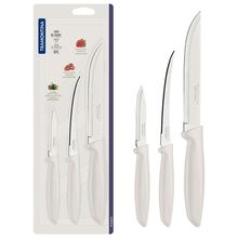 Conjunto de Facas Tramontina Plenus em Aço Inox - Off-White - 3 Peças