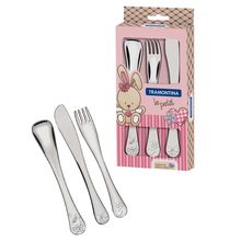 Conjunto Talheres Infantil Tramontina Le Petit Menina Inox - 3 Peças