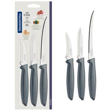 Conjunto de Facas Tramontina Plenus em Aço Inox e Polipropileno - Cinza - 3 Peças