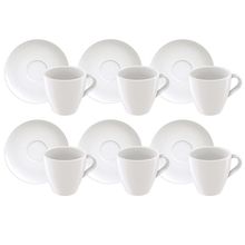 Conjunto com 6 Xícaras e Pires para Capuccino Tramontina Paola em Porcelana Branca - 200 ml