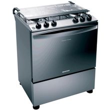 Fogão Brastemp 5 Bocas BFS5NCR com Mesa de Inox, Botões Removíveis e Exclusivo Aro Protetor Bivolt - Inox
