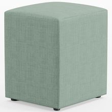 Puff Quadrado Decorativo Sala De Estar L02 Linho Verde Menta - Lyam Decor
