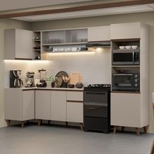 Armário De Cozinha Completa De Canto 385cm Crema Nice Madesa 03 Crema