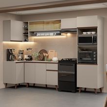 Armário De Cozinha Completa De Canto 385cm Crema Nice Madesa 04 Crema