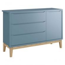 Cômoda Sapateira Classic New Azul Fosco Com Natural - Reller