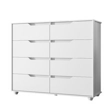 Comoda Doble 8 Gavetas Quarto Branco Com Freijo Vistas Flex - Albatroz