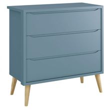 Cômoda Gaveteiro Théo New Azul Fosco Com Natural - Reller