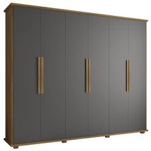 Guarda-roupa Casal 6 Portas 4 Gavetas Cinamomo Com Grafite Canadá - Rv Móveis