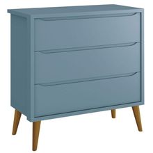 Cômoda Gaveteiro Théo New Azul Fosco Com Madeira - Reller