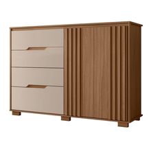 Comoda Texas 4 Gavetas Sapateira Carvalho Com Fendi - Moval