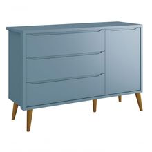Cômoda Sapateira Théo New Azul Fosco Com Madeira - Reller