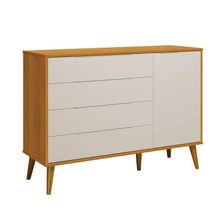 Comoda Sapateira Elfe Retro 1 Porta 4 Gavetas Areia Fosco Com Savana - Moveisaqui