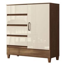 Comoda 1 Portas 4 Gavetas Fit Jequitibá Off Acetinado - Santos Andirá