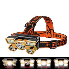 Lanterna de Cabeça 5 LED´s Super Forte Recarregável Resistente A Água Carregamento via USB - Sml