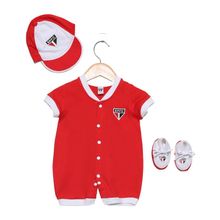 Kit Macacão Bebê São Paulo 3 Peças Oficial