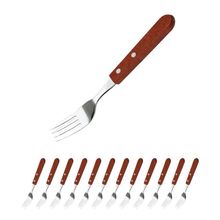 Jogo com 12 Garfo de Mesa em Aço Inox e Cabo de Madeira