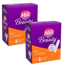 Absorvente interno Super Mili Beauty  kit  2 caixas com 8 (total: 16 absorventes internos)