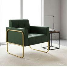 Poltrona Sala Decorativa Elisa Base Tubular Alta Dourada Sintético PU Verde D03 - D'Rossi